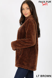 Faux Fur Zipper Front Jacket
