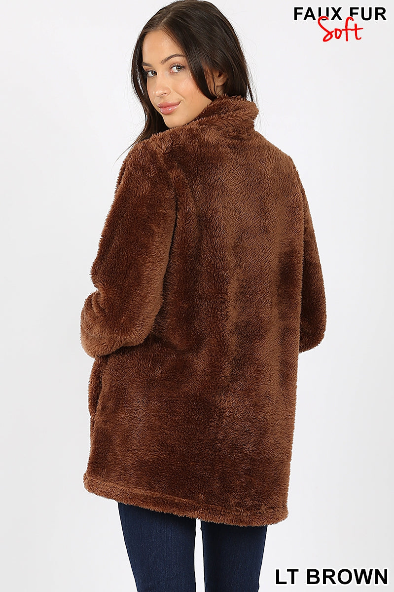 Faux Fur Zipper Front Jacket