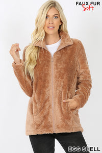 Faux Fur Zipper Front Jacket