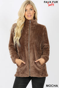 Faux Fur Zipper Front Jacket