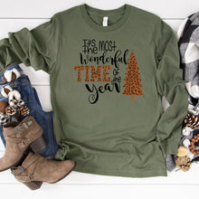 It's The Most Wonderful Time Of The Year Leopard Print-Long Sleeves-Plus Sizes