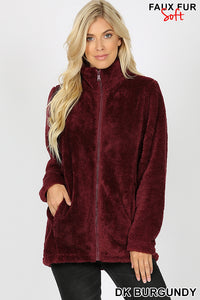 Faux Fur Zipper Front Jacket