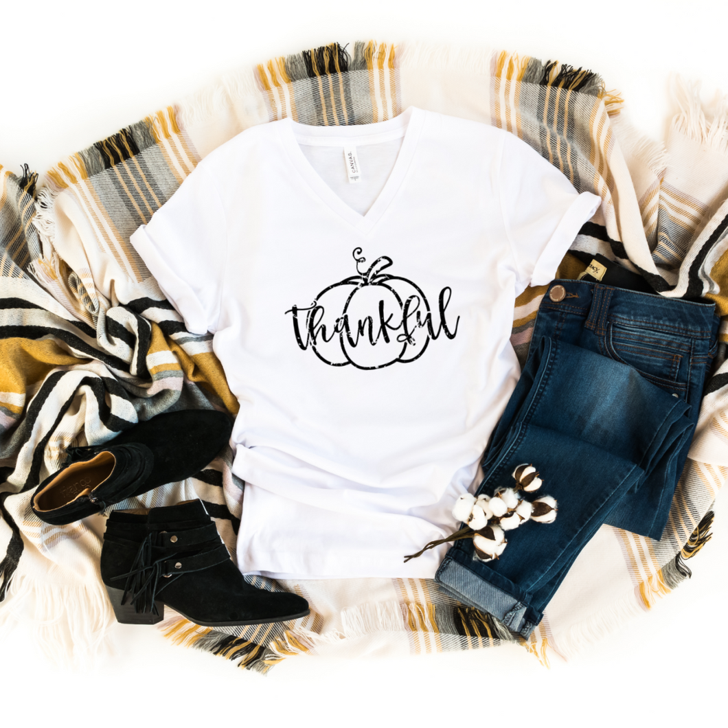 V-Neck: Thankful Pumpkin