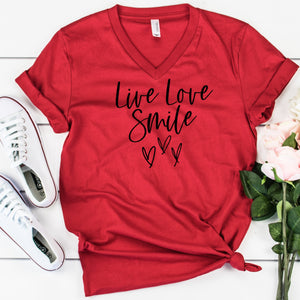 V-Neck: Live Love Smile