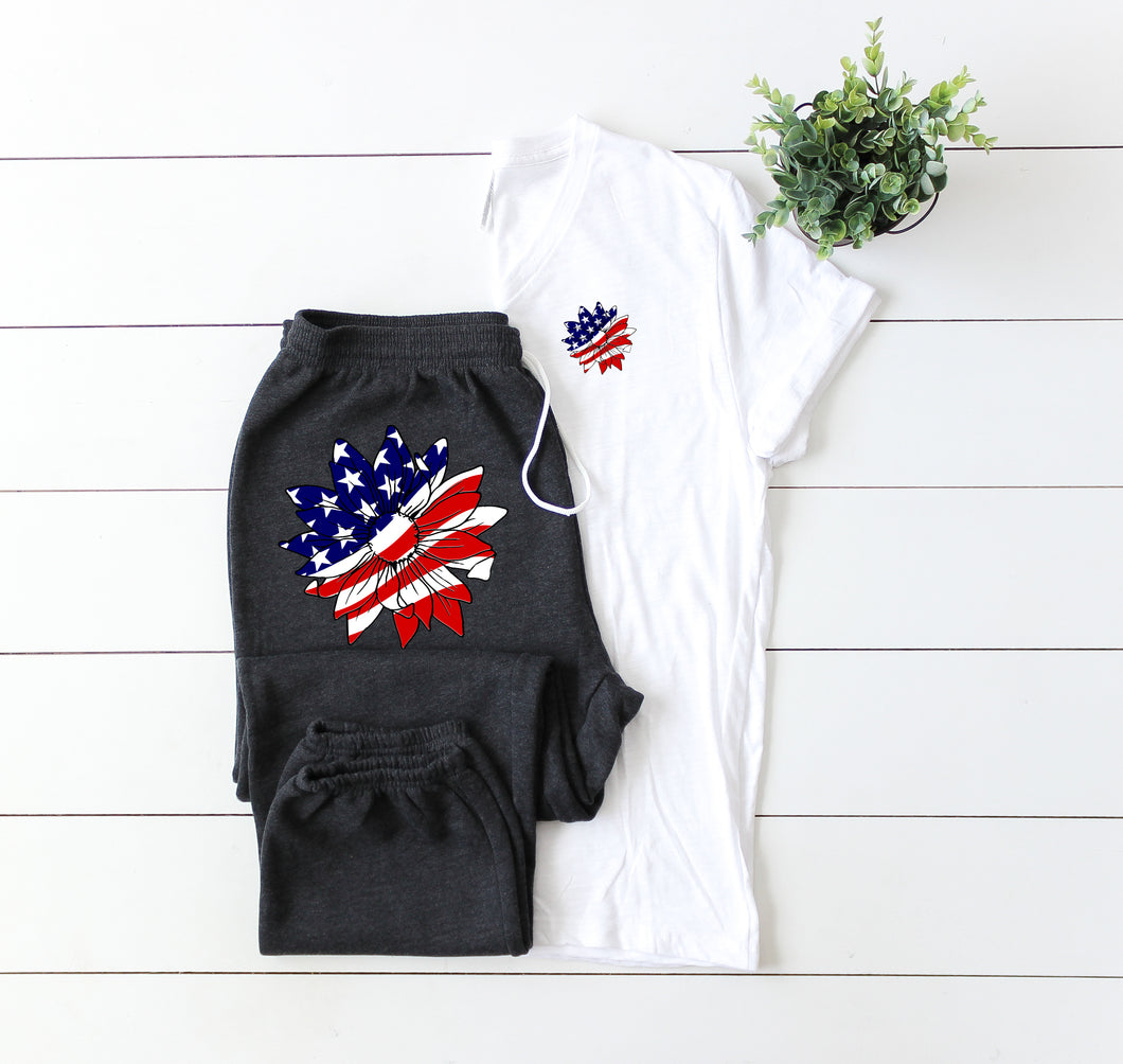 Patriotic Sunflower-Sweat Pants