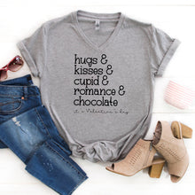 V-Neck: Hugs & Kisses & Cupid & Romance & Chocolate-Plus Sizes
