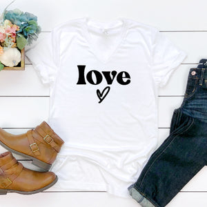 V-Neck: Retro Love (Black)