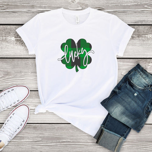 Lucky Inside Plaid Clover-Plus Sizes