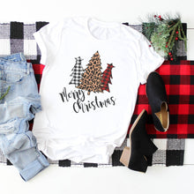 Merry Christmas Plaid And Leopard Print Trees-Plus Sizes