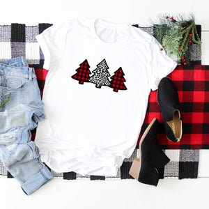 Plaid & Leopard Print Christmas Trees-Plus Sizes