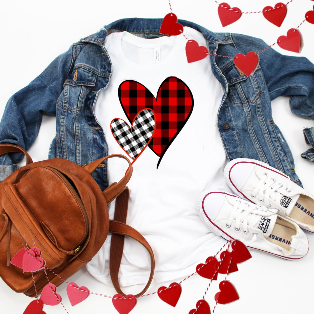 Two Plaid Hearts-Plus Sizes
