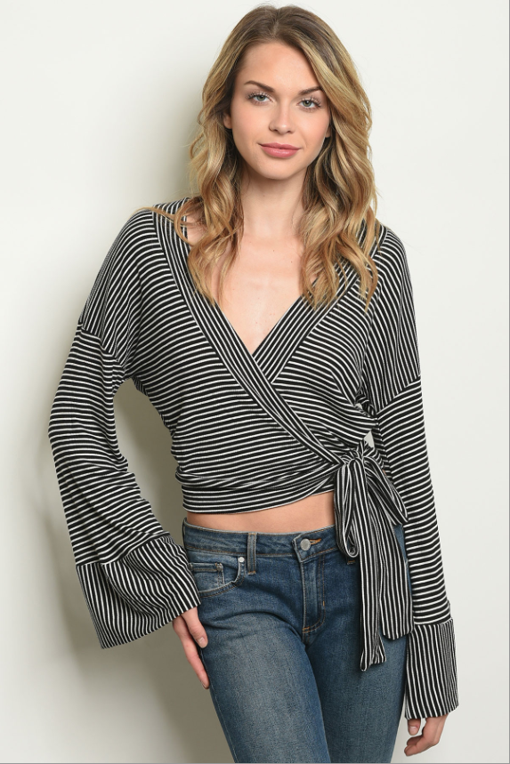 Striped Wrap Long Sleeve