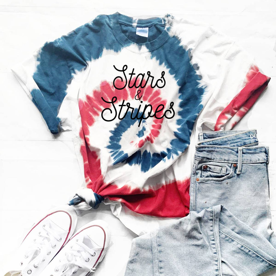Stars and Stripes Tie-Dye Tee