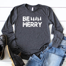 Distressed White Be Merry-Long Sleeve-Plus Sizes
