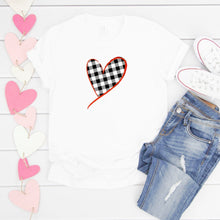 Black & White Plaid Heart Red Outline-Plus Sizes