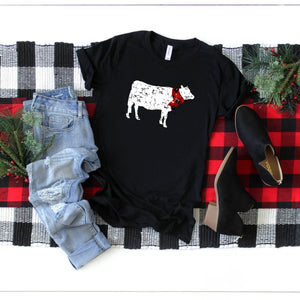 Distressed Cow With Plaid Scarf-Plus Sizes