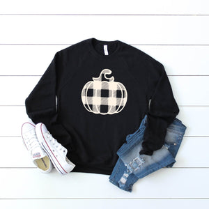 Cream Plaid Pumpkin Crewneck Sweatshirt