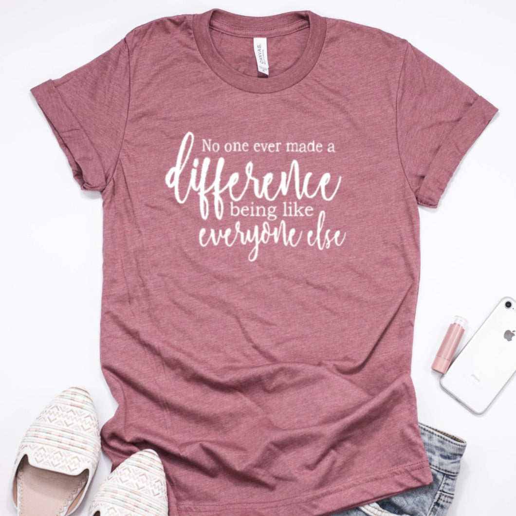 No One Ever Made A Difference Being Like Everyone Else