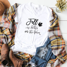 V-Neck: Fall Is Better On The Farm Leaf-Plus Sizes