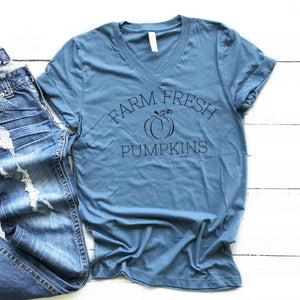 V-Neck: Farm Fresh Pumpkins-Plus Sizes