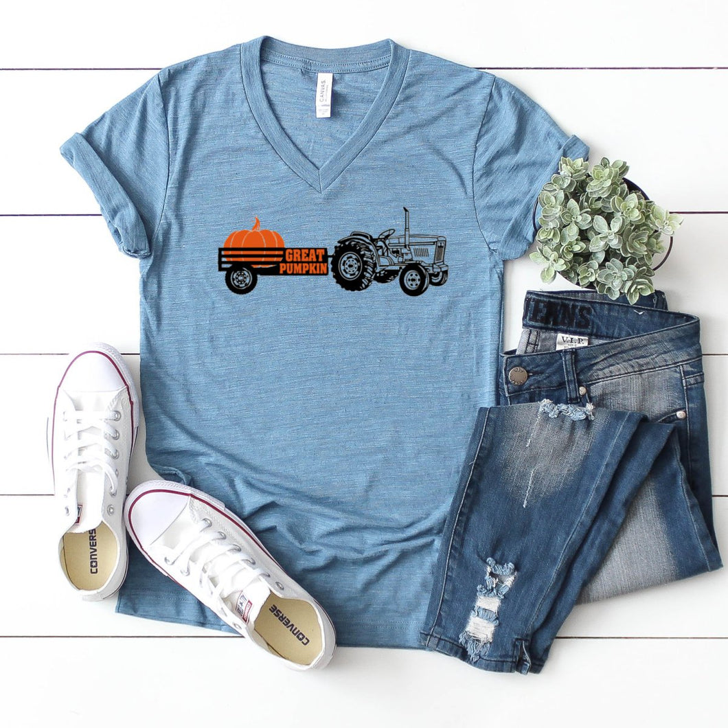 V-Neck: Great Pumpkin Tractor