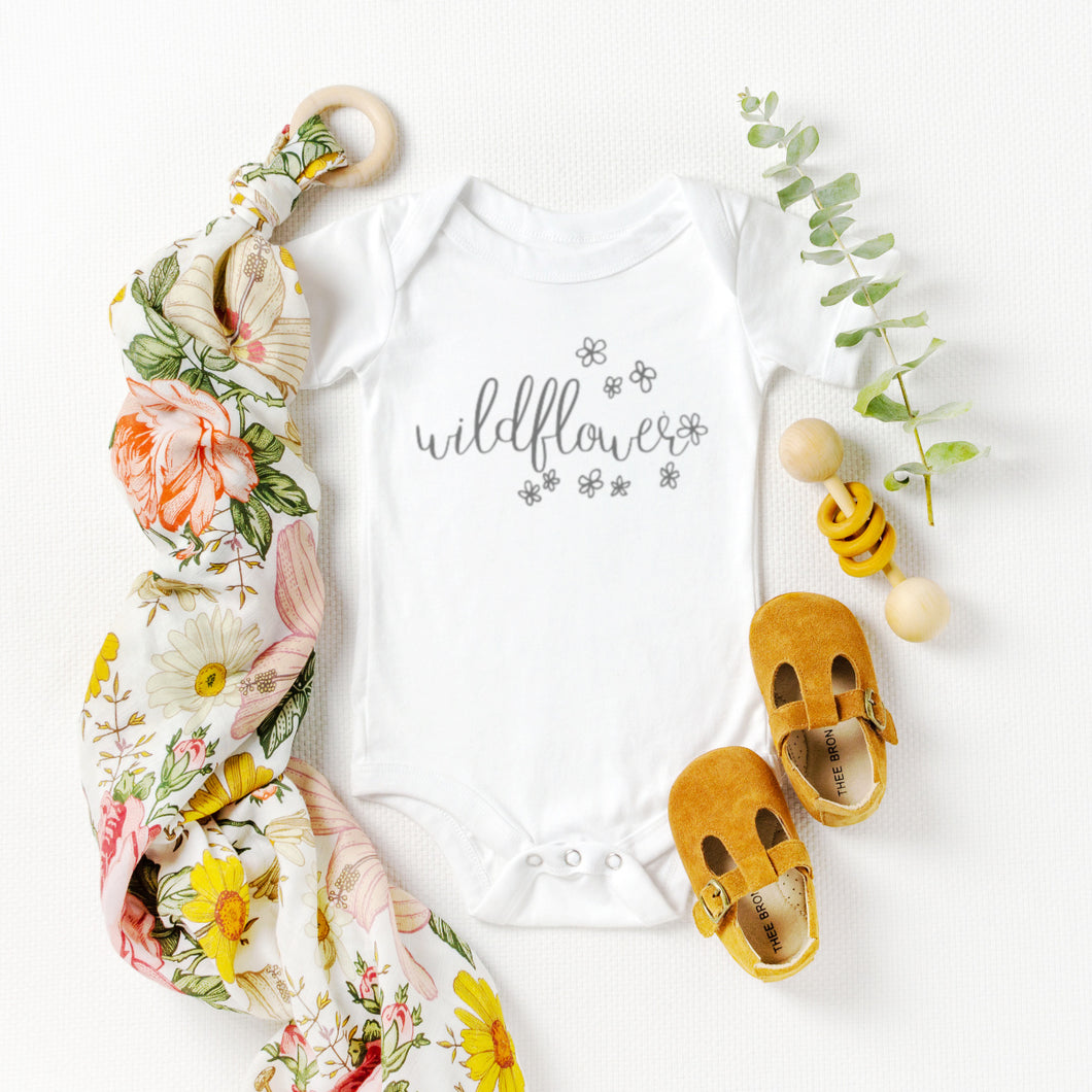Grey Wildflower Onesie