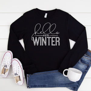 Hello Winter (White)-Long Sleeve-Plus Sizes