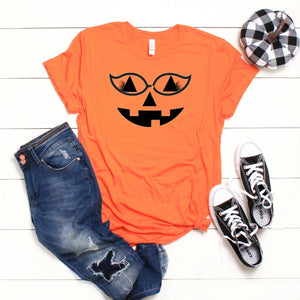 Pumpkin Face With Lashes And Glasses
