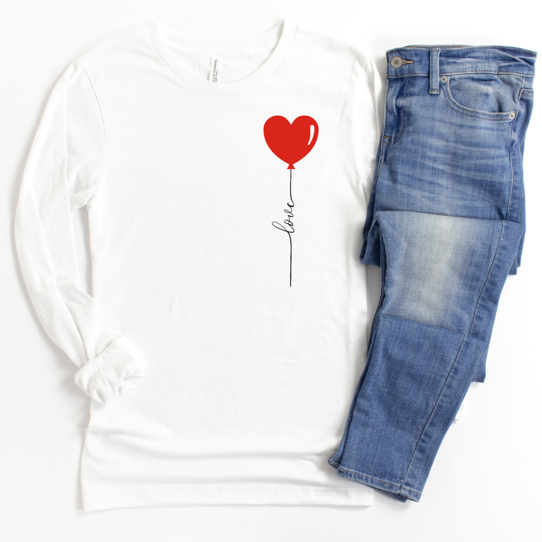 Long Sleeve: Love With Heart Balloon-Plus Sizes