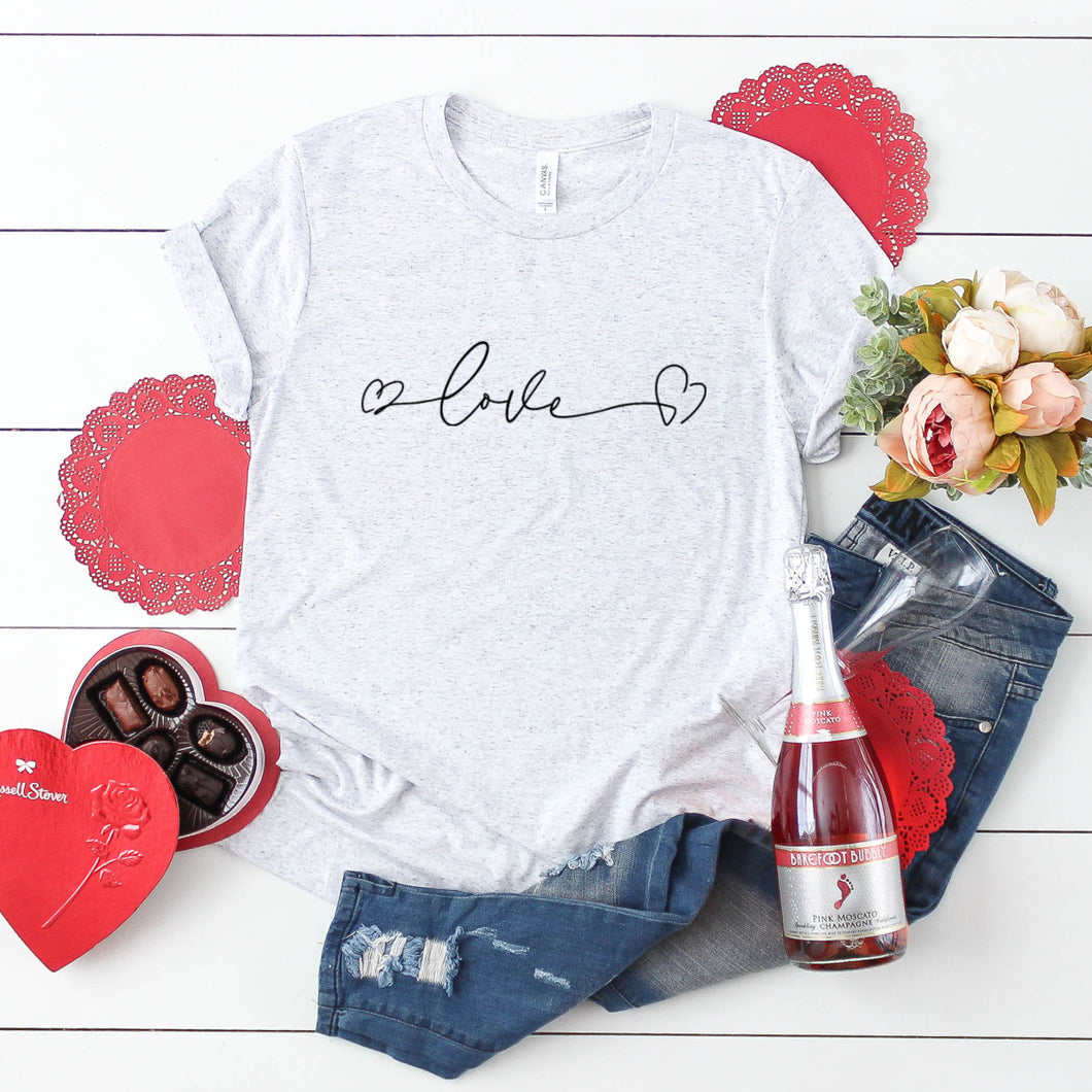 Cursive Love Two Hearts-Plus Sizes