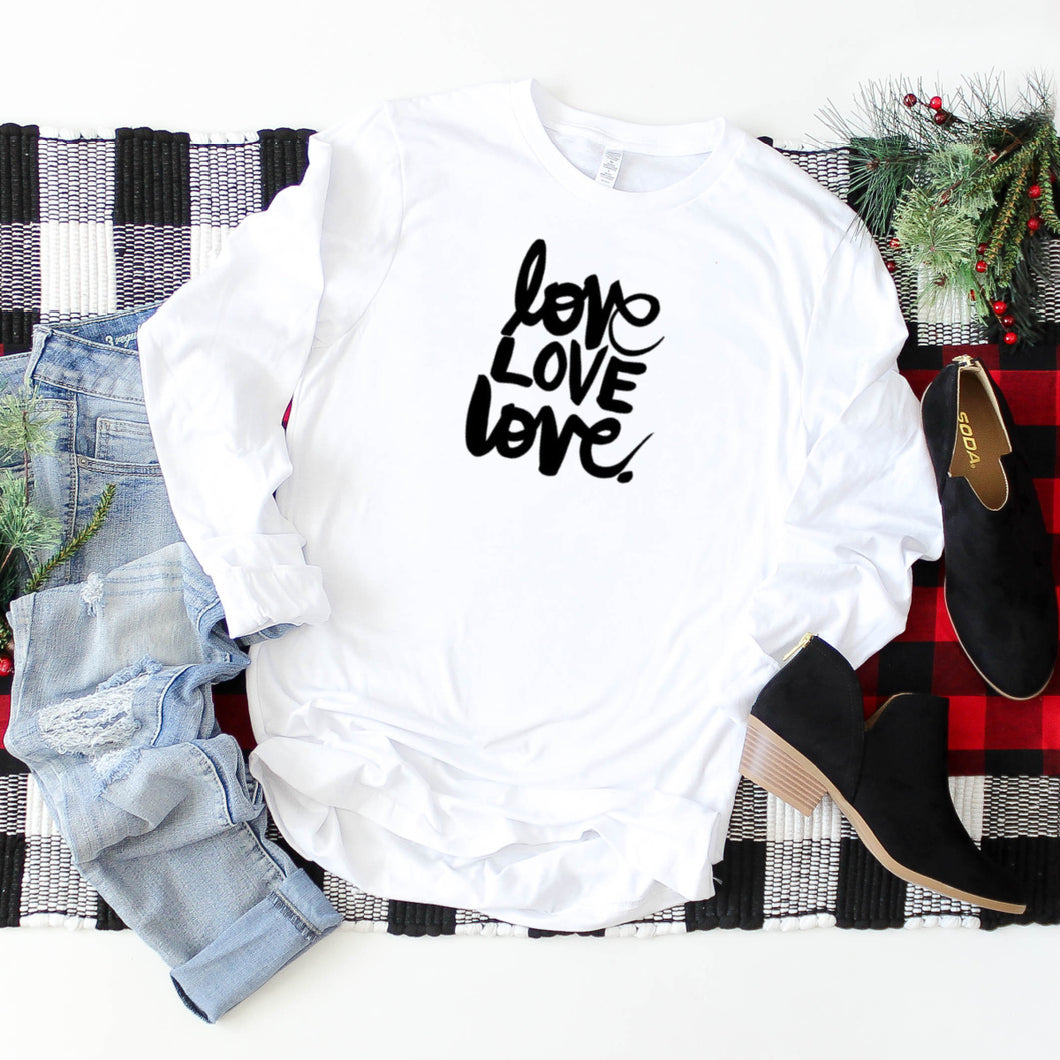 Long Sleeve: Love Love Love-Plus Sizes