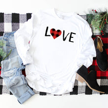Long Sleeve: Love With Buffalo Plaid Heart