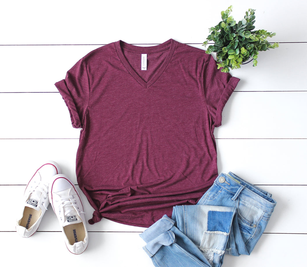 Blank V-Neck Tees- Triblend