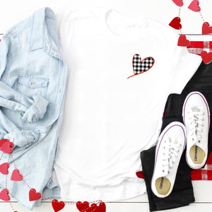 Mini Black & White Heart Red Outline