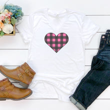 Pink Plaid Heart - V-Neck