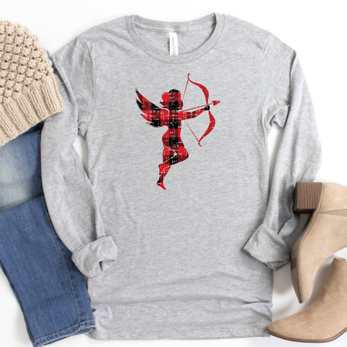 Long Sleeve: Buffalo Plaid Cupid-Plus Sizes