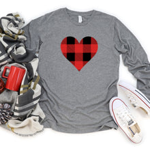 Long Sleeve: Red & Black Plaid Heart