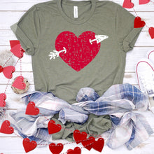 Red Distressed Heart With Arrow-Plus Sizes