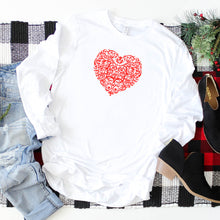 Long Sleeve: Red Damask Heart-Plus Sizes