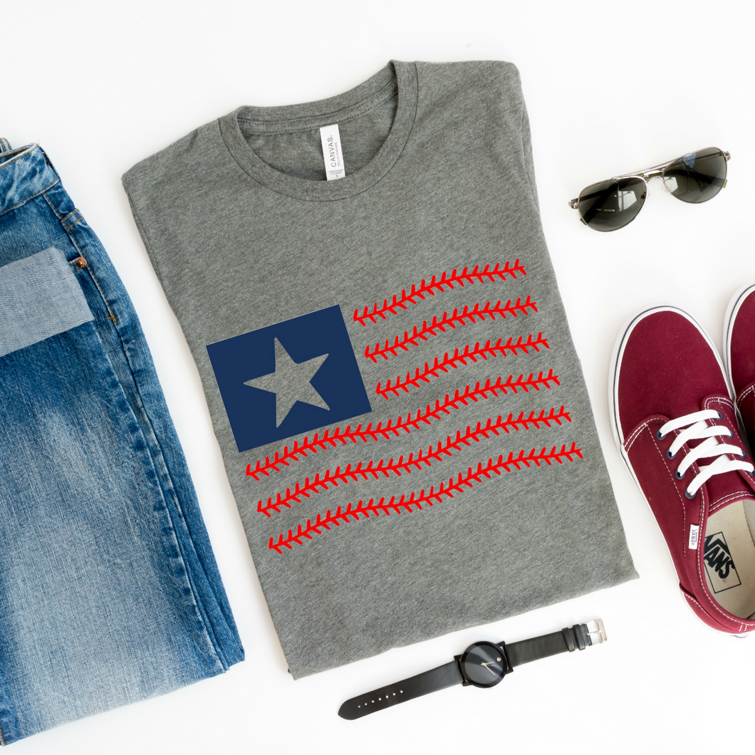 Baseball Stitch American Flag-Plus Sizes