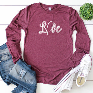 Long Sleeve: Swirly White Love-Plus Sizes