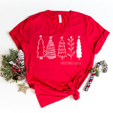 V-Neck: 5 Primitive Trees (White)