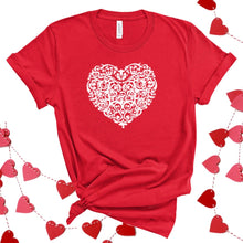 White Damask Heart-Plus Sizes