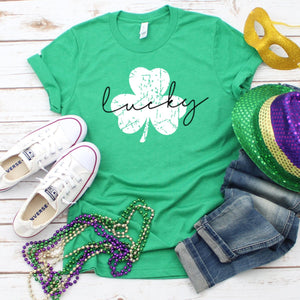 Lucky Distressed White Clover-Plus Sizes