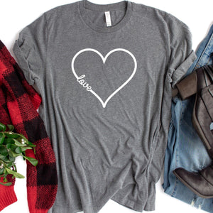White Outlined Love Heart-Plus Sizes